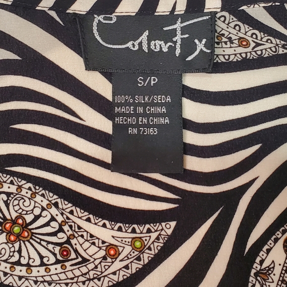 Color Fx Silk Zebra print blouse - Picture 2 of 5